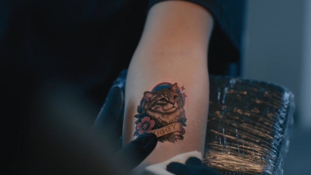 The tattoo held up in the studio