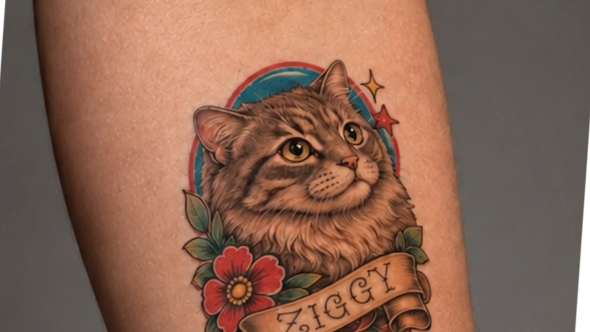 The finished colour tattoo on a forearm